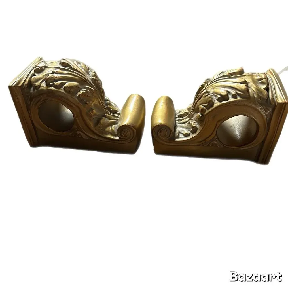 Set of 2 Curtain Rod Support Resin Drapery Sconce Corbel Brackets